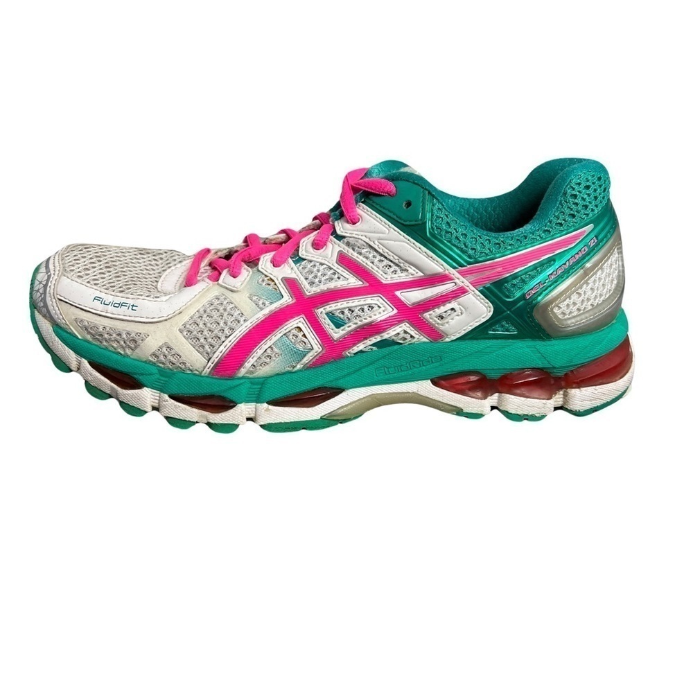 ASICS Gel Kayano 21 Running Shoe Barbie Pink Green White Size 7.5